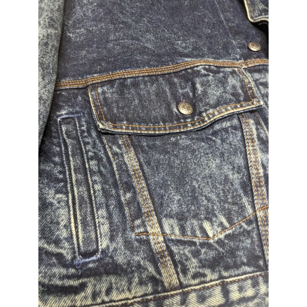 Vintage Levis Acid Wash Denim Trucker Jacket Corduroy Collar USA XL 75073-0227 - Picture 8 of 16